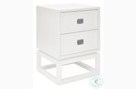 Olive Matte White Lacquer 2 Drawer Side Table