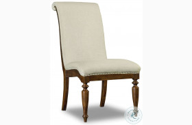 Archivist Dark Wood Finish Upholstered Side Chair Set of 2