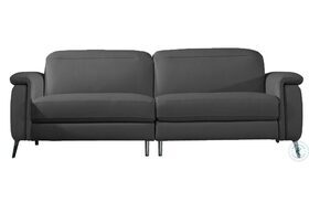 Oxford Dark Gray Leather Power Reclining Sofa with Adjustable Headrest