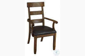 Ozark Warm Pecan Ladderback Arm Chair Set of 2
