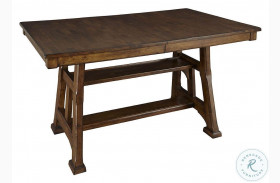 Ozark 86" Warm Pecan Extendable Gathering Height Trestle Dining Table