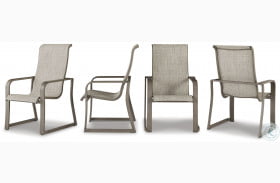 Beach Front Beige Outdoor Sling Arm Chair Set of 4