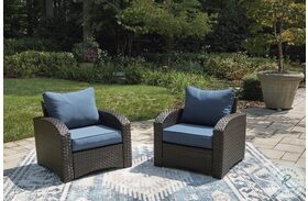 Windglow Blue And Brown Outdoor Lounge Chair