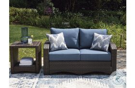 Windglow Blue And Brown Outdoor Loveseat