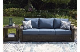 Windglow Blue And Brown Outdoor Sofa