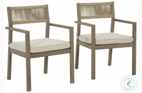 Aria Plains Brown Outdoor Arm Chair Set Of 2