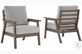 Emmeline Brown And Beige Outdoor Lounge Chair Set of 2