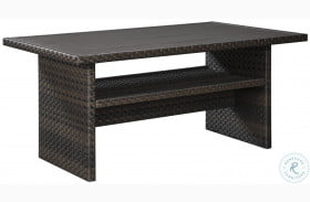 Easy Isle Dark Brown And Beige Outdoor Rectangular Dining Table