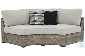 Calworth Beige Outdoor Curved Loveseat