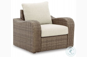 Sandy Bloom Beige And White Outdoor Lounge Chair