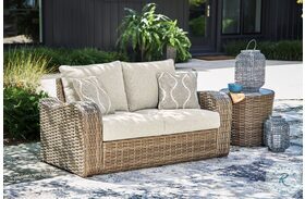 Sandy Bloom Beige And White Outdoor Loveseat