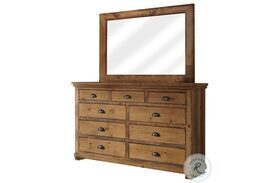 Willow Distressed Pine Drawer Dresser with Mirror