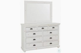 Willow Distressed White Dresser with Mirror