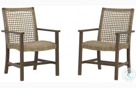 Germalia Brown Outdoor Arm Chair Set Of 2