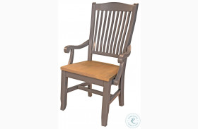 Port Townsend Grey And Seaside Pine Wood Slat Back Arm Chair Set of 2