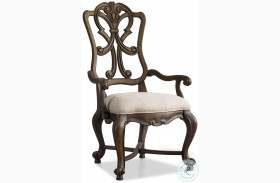 Rhapsody Rustic Walnut Wood Back Arm Chair Set Of 2