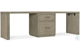 Linville Falls Soft Smoked Gray 96" Desk with One Centered File Cabinet