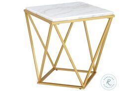 Conner White Marble And Gold End Table