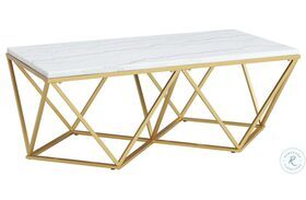Conner White Marble And Gold Coffee Table