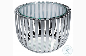 Roza Stainless Steel Glass Top Round End Table