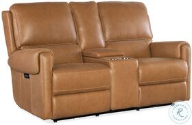 Somers Light Brown Power Reclining Loveseat with Power Headrest