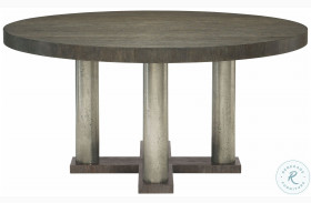 Linea Cerused Charcoal And Textured Graphite Metal Round Dining Table