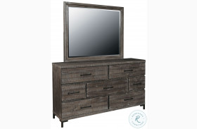 Austin Distressed Charcoal 7 Drawer Dresser with Mirror