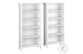 Salinas Pure White and Shiplap Gray 2 Piece Tall Bookcase Set