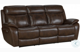 Sandover Tri-Tone Chocolate Power Reclining Sofa with Power Headrest And Lumbar
