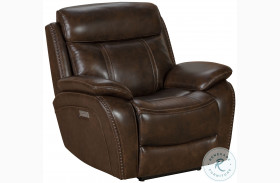 Sandover Tri-Tone Chocolate Power Recliner with Power Headrest And Lumbar