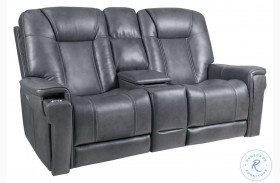 Sanibel Rainer Storm Lay Flat Power Reclining Console Loveseat with Power Headrest And Lumbar