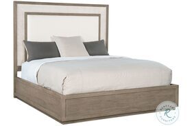 Rookery Beige And Gray Washed Oak Upholstered Panel Bed