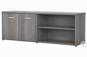 Studio C Platinum Gray Low Storage Cabinet with Doors and Shelves