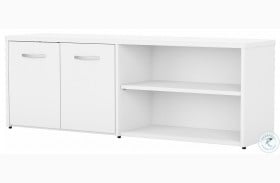 Studio C White Low Storage Cabinet with Doors and Shelves