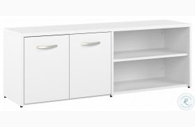 Studio A White Low Storage Cabinet with Doors and Shelves