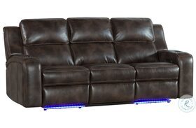 Silhouette Bolero Coffee Dual Power Reclining Sofa with Drop Down Table