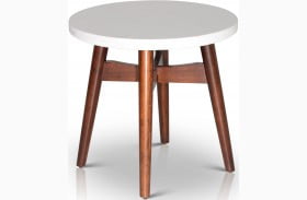 Serena White Silverstone And Natural Cherry End Table