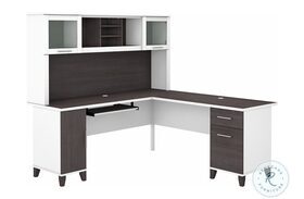 Somerset White and Storm Gray 72" L Shaped Desk with Hutch