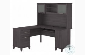 Somerset Storm Gray 60" L Shaped Desk With Hutch