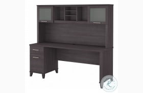 Somerset Storm Gray 72" Office Desk With Drawers And Hutch