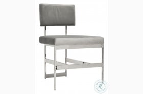Shaw Nickel And Grey Velvet Modern Dining Chair