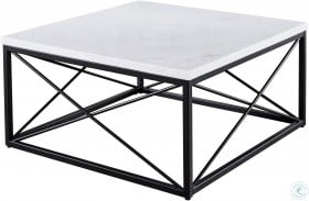 Skyler White Marble Top And Black Cocktail Table