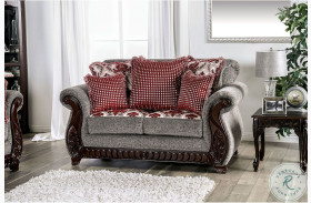 Whitland Light Gray And Red Loveseat