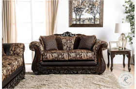 Newdale Brown And Gold Loveseat