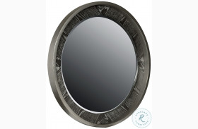 Eve New Black And Aged Silver Round Beveled Mirror