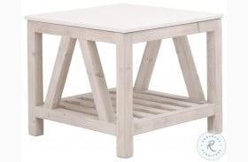 Spruce White Wash Pine And Quartz End Table
