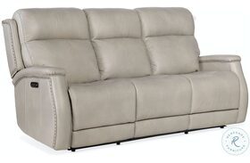 Rhea Grey Leather Zero Gravity Power Reclining Sofa with Power Headrest