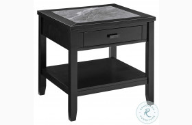 Garvine Gray Sintered Stone And Midnight End Table