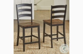 Stormy Ridge Chickory Black Ladder Back Counter Height Chair Set of 2