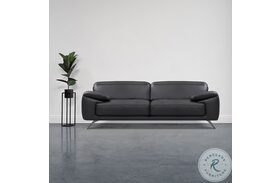Swing Black Leather Sofa with Adjustable Headrest